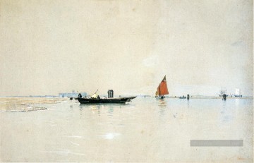 vénitien Lagoon paysage marin Bateau William Stanley Haseltine Peinture à l'huile